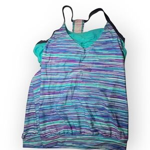 Free Country Teal and Navy Swim Tank Top